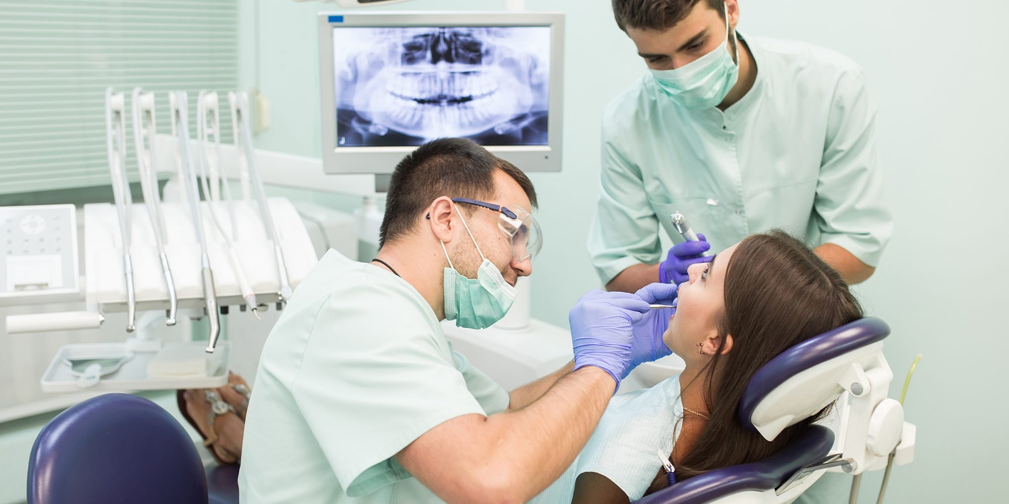 Close up Process Implants teeth health care on white background.