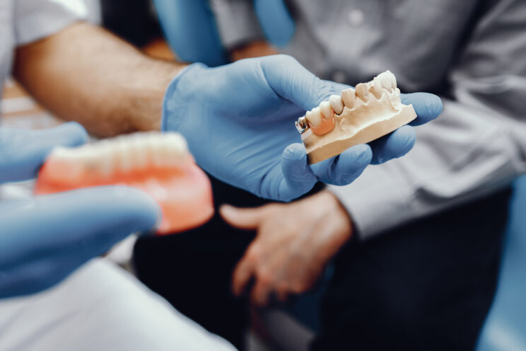 Close up Process Implants teeth health care on white background.