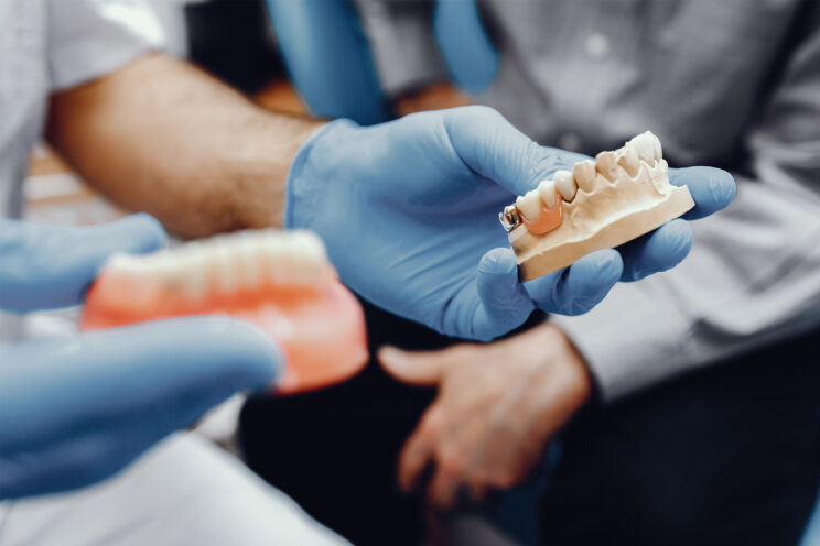 Close up Process Implants teeth health care on white background.