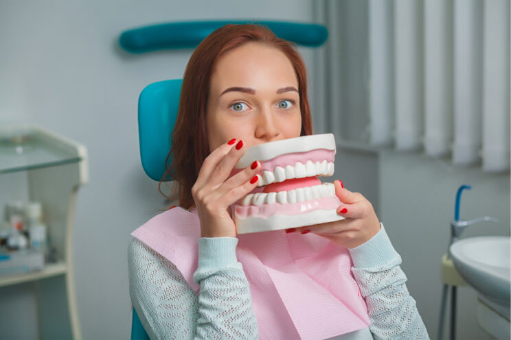 Close up Process Implants teeth health care on white background.